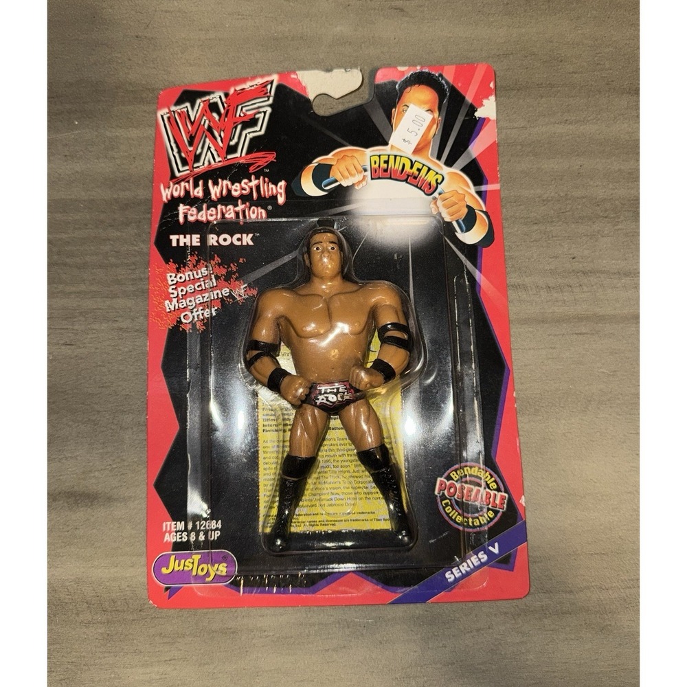 WWF WWE The Rock Bend-Ems Wrestling Figure Bendy Just Toys Series V 1999 Rare